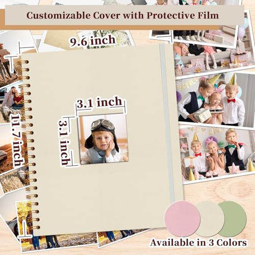 8.5x11 in Scrapbook Photo Album with Window, 30 Sleeves Beige - color: Beige, size: 8.5"X11" 30Sheets