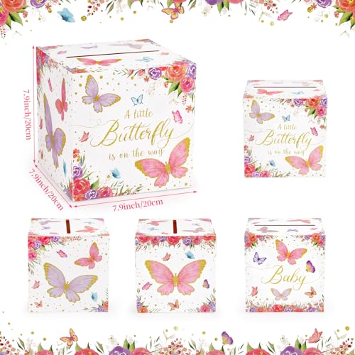 Hxezoc Butterfly Card Box Favors Post Box Cardboard Receiving Money Box Holder for Reception, Butterfly Birthday Party, Baby Showers, Anniversary, Baby Birthday Party Table Centerpiece Decorations - style: Butterfly
