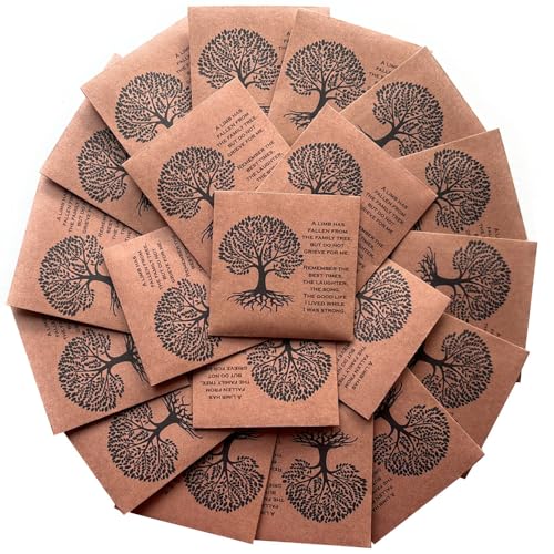 Forget Me Not Seeds - Tree of Life Funeral Favors - Prefilled Seed Packets - Ready to Give - Pack of 20 - style: Brown Tree of Life