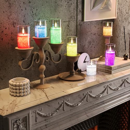 Battery Operated Flameless Candles with Remote & Timer, 12Color Glass 3Pack - color: Multicolor