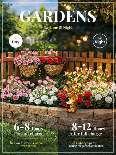 GIGALUMI 4 Pack Solar 28 Carnations Flowers Outdoor, 2 Modes, Pink - color: Pink, size: 4 PACK