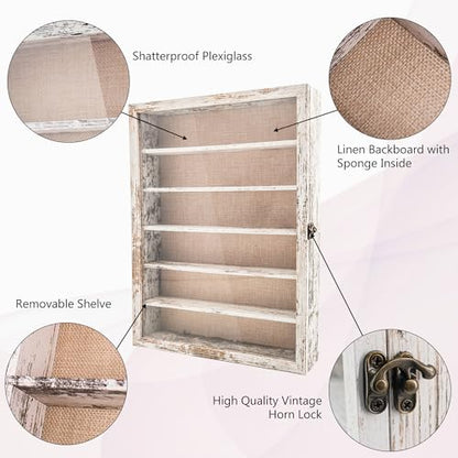 Shadow Box with Shelves, White 12x16 Wooden Display Cases with Shelves for Miniatures Keepsake Collectibles, Coins Military Medals Pins Wedding Flowers - color: White, size: 12*16