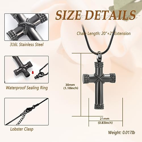 Minicremation Rope Winding Cross Cremation Ashes Urn Pendant Necklace Memorial Keepsake Jewelry Lord’s Prayer Cross Ashes Necklaces - color: Customize