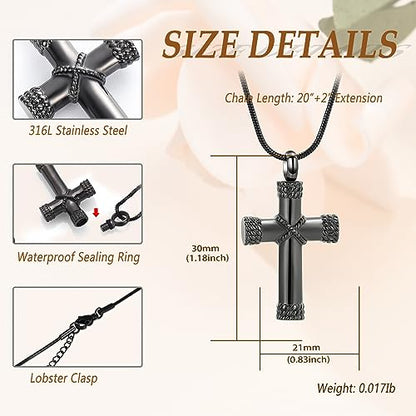 Minicremation Rope Winding Cross Cremation Ashes Urn Pendant Necklace Memorial Keepsake Jewelry Lord’s Prayer Cross Ashes Necklaces - color: Customize
