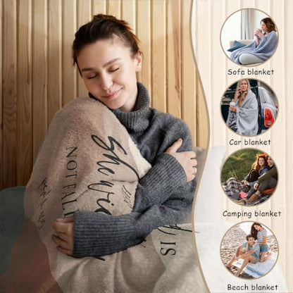 HIWX Boho Christian Bible Verse Religious Throw Blanket 50x60 she Will - color: She Will 1, size: 50“L x 60”W