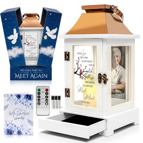 Memorial Lantern with Photo Frame & Keepsake Drawer | Sympathy Gifts for Loss of Loved One, Dad, Husband | Bereavement Memorial Gifts | LED Candle with Timer | Remembrance Gift for Loss by STILLWIND - color: Those We Love / Copper
