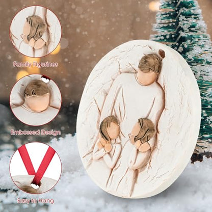 3D Family Christmas Ornament 2026 for Father and Daughter - Dad Ornament for Christmas Tree - 3D Resin Sculpted Gifts for Father’s Day Anniversary Birthday - style: Father & Two Children