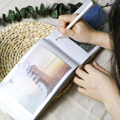 Holoary Photo Album 4x6, Picture Album Holds 50 Horizontal Photos, Memo Writing Area for Each Pocket, Printing Cover Small Photo Book with Front Window, Small Photo Album for Travel Vacation Adventure - size: 50 Pockets
