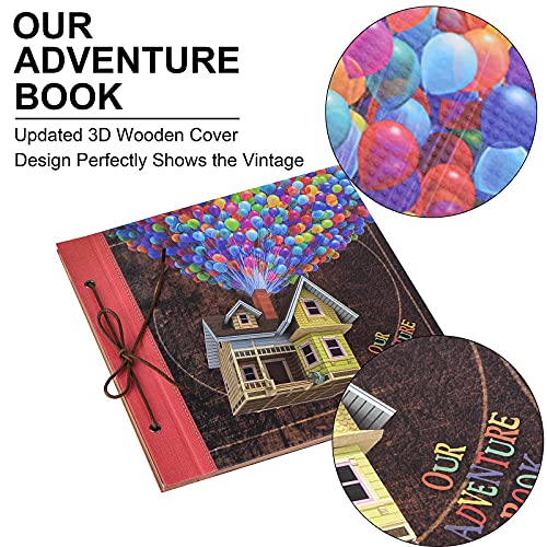Scrapbook Photo Album, Our Adventure Scrap Book, 12 Inches by Inches Embossed Words Hard Cover Movie Up Travel Scrapbook for Anniversary, Wedding, Travelling, Baby Shower, etc (Scrapbook-Balloon) - color: Scrapbook-Balloon