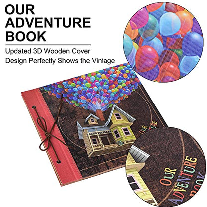 Scrapbook Photo Album, Our Adventure Scrap Book, 12 Inches by Inches Embossed Words Hard Cover Movie Up Travel Scrapbook for Anniversary, Wedding, Travelling, Baby Shower, etc (Scrapbook-Balloon) - color: Scrapbook-Balloon