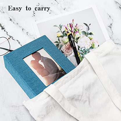 Vienrose 4x6 Photo Album,100 Pockets,Linen Cover with Window,Sky Blue | Cover Window, Acid Free Pages, Linen Hardcover, Baby Wedding Family Photos - color: Skyblue, size: 100 Pocket