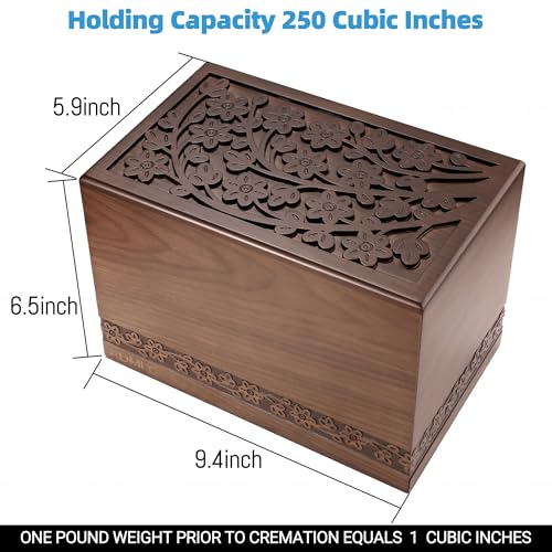 ADMLC Cremation Tree of Life Urns for Human Ashes Adult Up to 250 IBS | Wooden Handcrafted Memorial Keepsake Urn for Ashes, Funeral Burial Caskets Decor Urn for Male Female Men Women Dad Mom