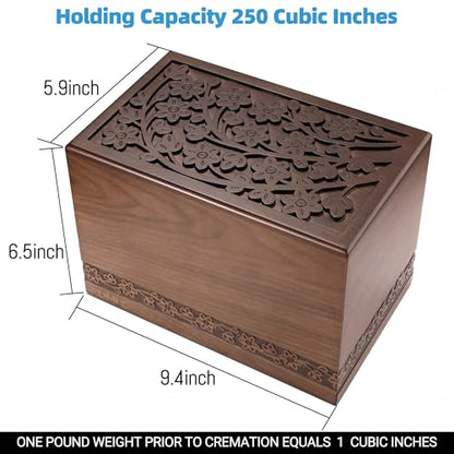 ADMLC Cremation Tree of Life Urns for Human Ashes Adult Up to 250 IBS | Wooden Handcrafted Memorial Keepsake Urn for Ashes, Funeral Burial Caskets Decor Urn for Male Female Men Women Dad Mom