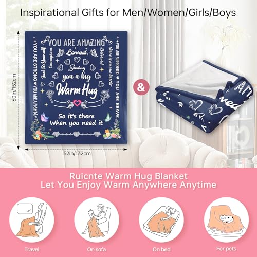 Blue Warm Hug Blanket 52"x60"Get Well Soon Gift for Men Women | You’re Loved Inspirational Blanket,Comfort for Cancer Recovery,After Surgery,Elderly,Grandpa,Patient,Friend - color: Blue Warm Hug
