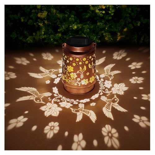 Solar Lanterns Outdoor Waterproof Hummingbird Garden Decor Birthday Gifts for Women Mom Grandma Hanging Solar Lights Metal Solar Decoration Outside for Yard,Patio,Backyard,Porch - style: A. 1 Pack Hummingbird Lantern