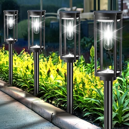 COXSENI Solar Pathway Lights Outdoor Waterproof Cool White, 6 Pack - color: Cool White, size: 6Pack