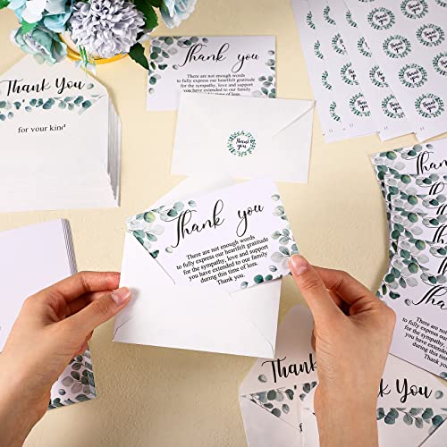 Marspark 25 Pack Sympathy Thank You Cards for Funeral with Envelopes Sticker and Message Memorial Bereavement Postcards for Loved Ones Family Friends Celebration of Life(Leaves) - style: Leaves