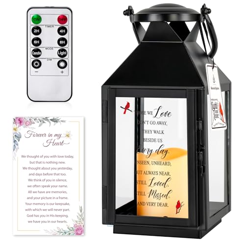 Memorial Lantern Sympathy Bereavement Lantern for Loss of Loved One Memorial Gifts for Loss of Mother Father Son Daughter Remembrance Gifts - color: Those We Love Don’t Go Awaye Black