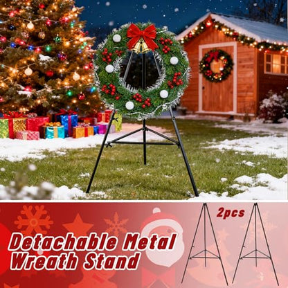2 Pcs Christmas Metal Wreath Stand Holder,Wreath Holder for Grave - color: 2PCS Black, size: 30 Inch