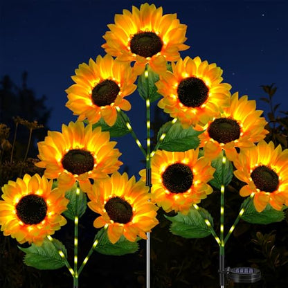 Solar Sunflowers Outdoor Waterproof Flowers Lights Yard Garden Fall Decor - style: Sunflowers