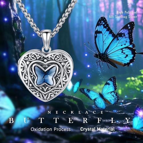Locket Necklace for Women 925 Sterling Silver Celtic Locket Pendant Necklace Moonstone/Turquoise/Black Agate Heart Shaped Locket Necklace Jewelry Gifts for Women - style: Filigree with Swarovski Crystal