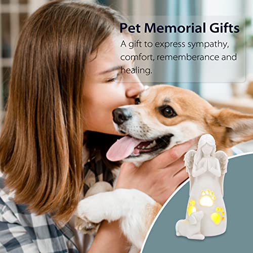 BEARAE Loss of Dog Sympathy Gift, Dogs Memorial Gifts, Pet Loss Candle Holder Figurine Statue, Dog Passing Away Statue Remembrance Gift, Puppy Angel Figurine for Dogs Owners - color: White #2