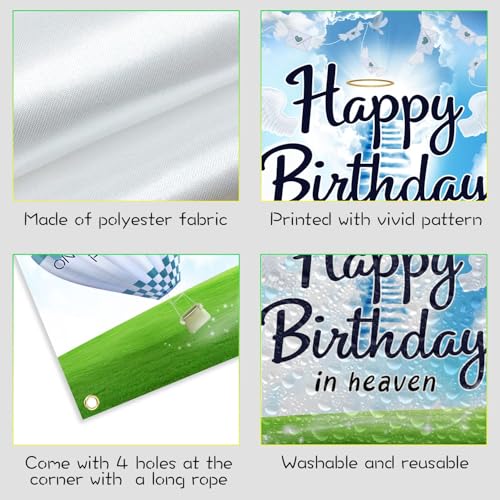 Funeral Remembrance Backdrop Happy Birthday in Heaven Photography Backdrop Meaningful Symbol to The Remembrance of Loved Ones Banner Mourning Photo Background Church Cemetery Photoshoot Props