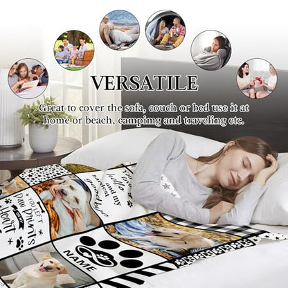 Ship Next Day, Personalized Pet Memorial Gifts, Custom Dog Blanket with Pictures Name, Customized Pet Memorial Photo Blanket, Loss of Pet Sympathy Gift, Dog Passing Away Bereavement Gifts - color: Dog Blanket 3