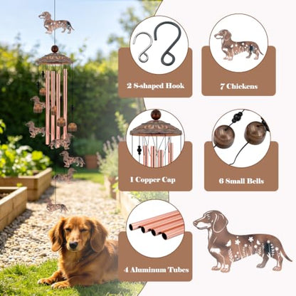 Dachshund Wind Chimes for Outside Dog Wind Chimes Wind Chimes Outdoors | Dachshund Wind Chime Dog Gifts for Women Mom Dog Lovers Memorial Birthday Gift Garden Patio Porch Yard Home - size: 35''-Dachshund
