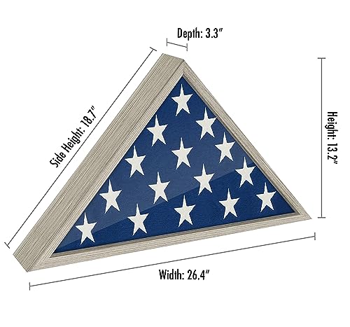 Americanflat Large Flag Display Case for Folded 5x9.5' Burial Flags - Engineered Wood Display Box for Wall or Tabletop - Silhouette Collection - Driftwood - color: Driftwood, style: 5x9.5 Burial Flag