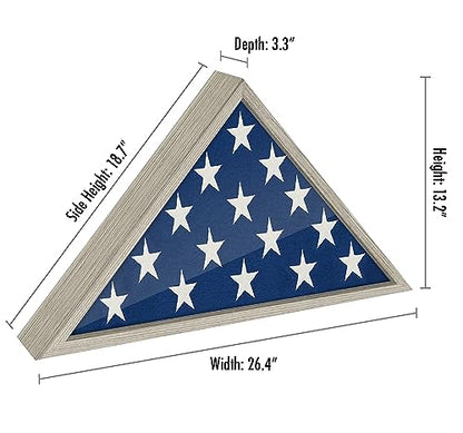 Americanflat Large Flag Display Case for Folded 5x9.5' Burial Flags - Engineered Wood Display Box for Wall or Tabletop - Silhouette Collection - Driftwood - color: Driftwood, style: 5x9.5 Burial Flag