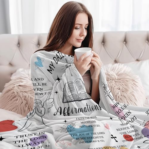 Christian Gifts for Women, Religious Blanket Gifts, Bible Verse Blanket for Women, Soft Flannel Throw Blankets 60"x50" - color: My Daily Bible Affirmation