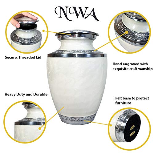 Extra Large Companion Human Funeral Cremation Urn, Personalized Double Urn for Two Adults (White) - color: White