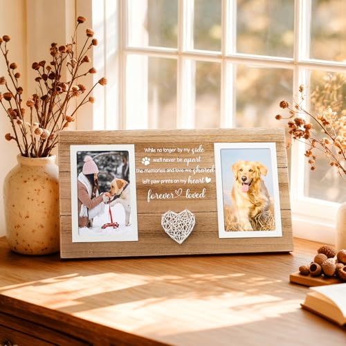 Sympathy Gifts for Loss of Dog, Dog Memorial Picture Frame for Pet Loss of Gift, Pet Loss Remembrance Gifts Large Picture Frame, Holds 2pcs 4x6 Pictures - style: loss of dog
