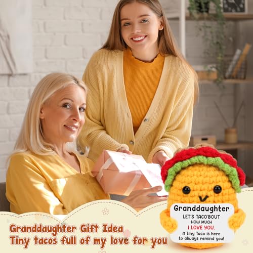 Granddaughter Gifts from Grandma Teen Girl Christmas Stocking Stuffers Gift | Year Old Age Teenage Gift Granddaughter Birthday Graduation Confirmation Christmas Valentines Handmade Crochet Taco Gifts - style: Granddaughter