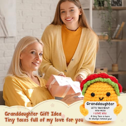 Granddaughter Gifts from Grandma Teen Girl Christmas Stocking Stuffers Gift | Year Old Age Teenage Gift Granddaughter Birthday Graduation Confirmation Christmas Valentines Handmade Crochet Taco Gifts - style: Granddaughter