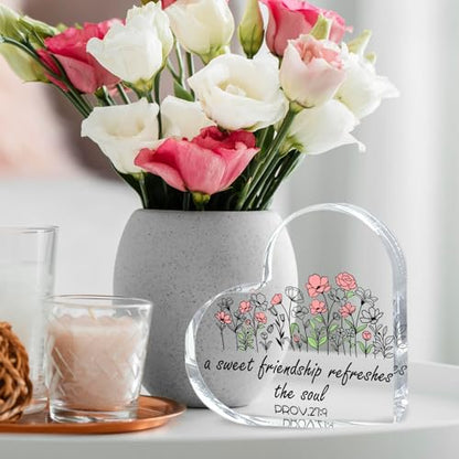 Friend Gifts for Women,Inspirational Heart Acrylic Gift for Women,Best Friend,Soul Sister,Christian Birthday,Friendship Day Valentine's Present,A Sweet Friendship Refreshes The Soul - color: soul