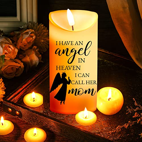 Gerrii Memorial Candle LED Flameless 3x6 Inch Loss of Mother,Angel | Loss of Mother Remembrance, Angel Heaven Message, Battery Operated Safe, Sympathy Gift for Home Memorial Display