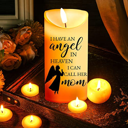 Gerrii Memorial Candle LED Flameless 3x6 Inch Loss of Mother,Angel | Loss of Mother Remembrance, Angel Heaven Message, Battery Operated Safe, Sympathy Gift for Home Memorial Display