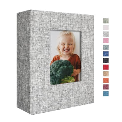 Vienrose 4x6 Photo Album,100 Pockets,Linen Cover with Window,Grey | Cover Window, Acid Free Pages, Linen Hardcover, Baby Wedding Family Photos - color: Grey, size: 100 Pocket