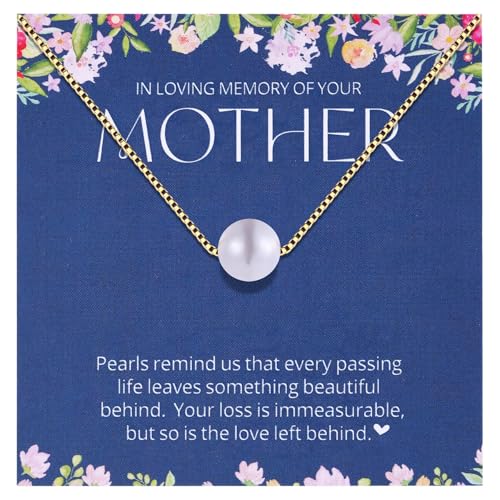 Aesnefe Loss of Mother Grief Gift, Sympathy Gift, Mom Remembrance Necklace, Mom Memorial Gifts for Daughter, Bereavement Keepsake Condolence, Mother Passed Away Gifts - style: Gold