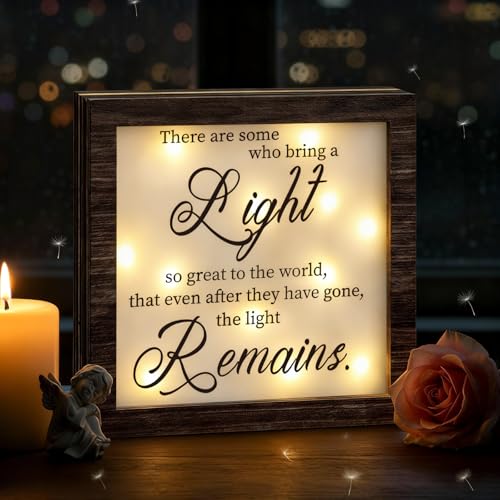 RattanView Loss Sympathy Gift Women Men Her Light Remains LED Sign - color: Walnut, style: Women Men