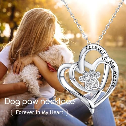 Cynlsum Dog Memorial Gifts Remembrance Necklace: Loss of Dog Sympathy Gift Heart Shape Pet Necklace for Women Pet Lovers Puppy Bereavement Gift Keepsake Passing Away Gifts - size: M
