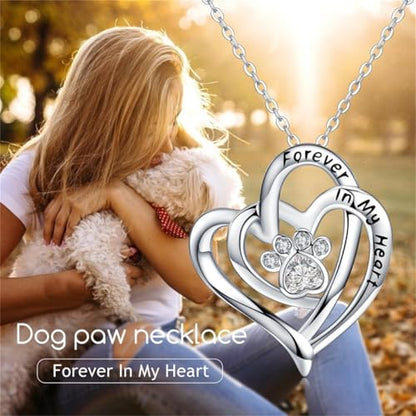 Cynlsum Dog Memorial Gifts Remembrance Necklace: Loss of Dog Sympathy Gift Heart Shape Pet Necklace for Women Pet Lovers Puppy Bereavement Gift Keepsake Passing Away Gifts - size: M