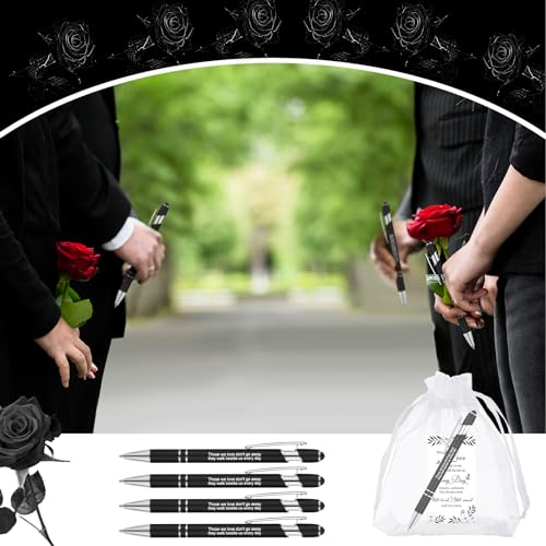 Yeaqee 150pcs/50set Funeral Favor Pen Poem Card for Guests, White, Simple - color: White, style: Simple