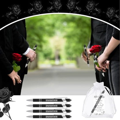 Yeaqee 150pcs/50set Funeral Favor Pen Poem Card for Guests, White, Simple - color: White, style: Simple