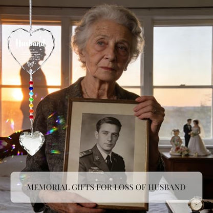 Hegelda Memorial Gifts for Loss of Husband Crystal Suncatcher Ornament | Sympathy Gifts for Loss of Husband, Bereavement Funeral Condolence Gifts for Grieving Husband - style: HUSBAND