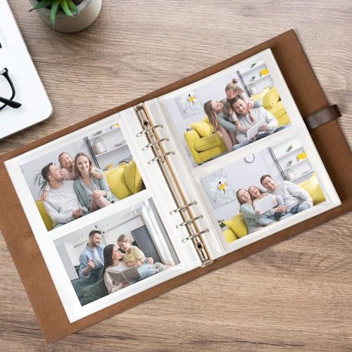 Photo Album 4x6 300 Photos, Genuine Leather Photo Albums with Writing Space with 30 Writing Paper, Travel Family Wedding Kids Graduation Ultrasound Baby Picture Album Scrapbook Photo Album（LOVE） - color: Heart