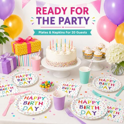 40 Pcs Birthday Plates and Napkins Set, Large 9 Inch Party Plates - color: Birthday