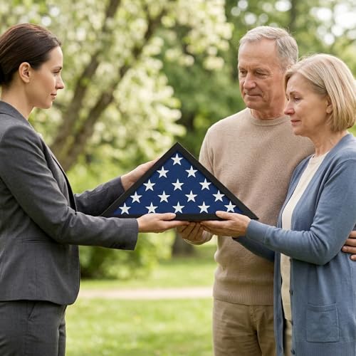 Americanflat Large Flag Display Case for Folded 5x9.5' Burial Flags - Engineered Wood Display Box for Wall or Tabletop - Silhouette Collection - Black - color: Black, style: 5x9.5 Burial Flag
